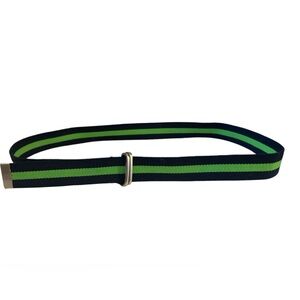 Navy Blue And Green Stripe Fabric Belt